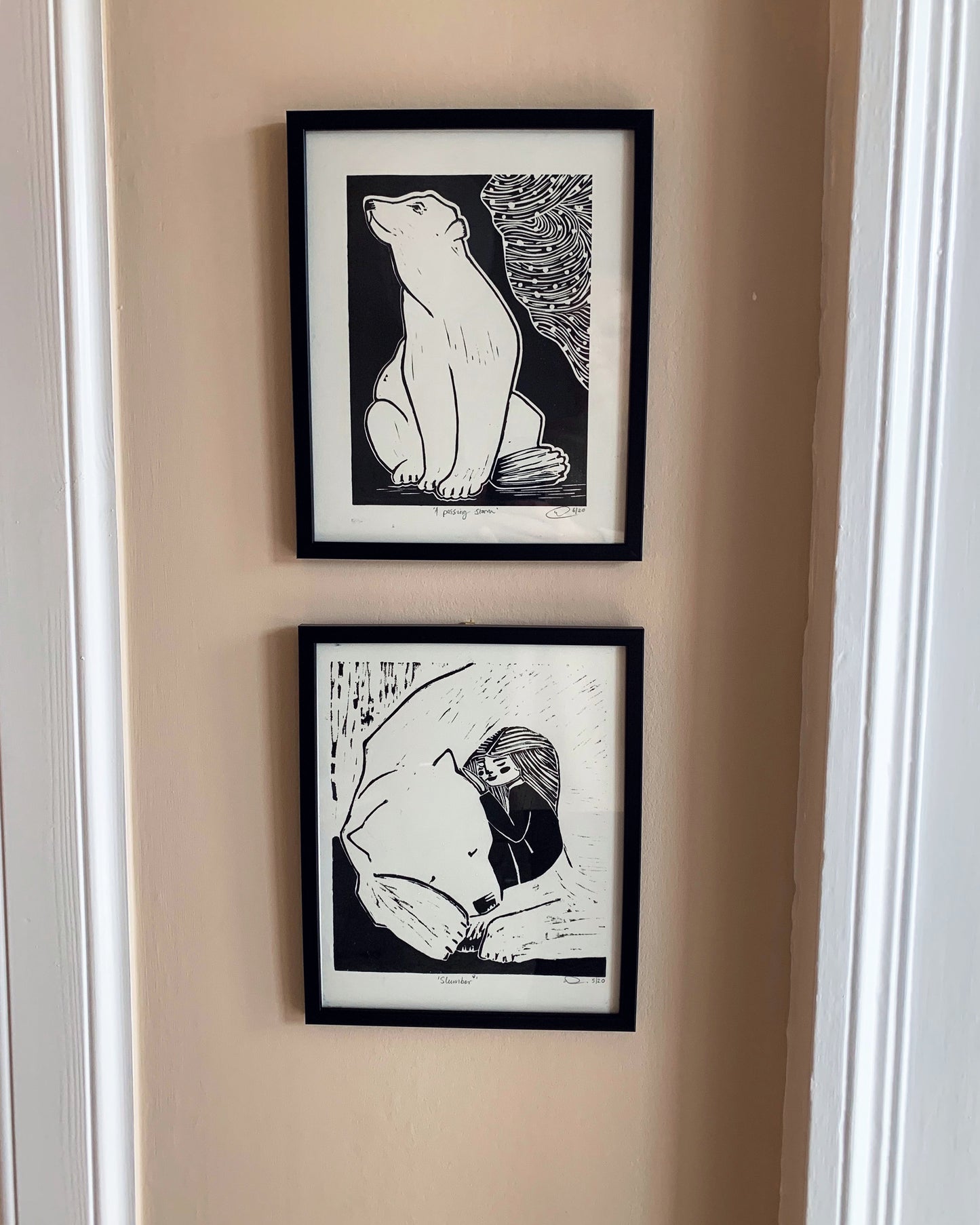 A Passing Storm - Polar Bear Lino Print