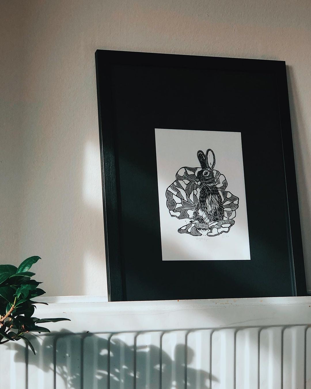 Bright Eyes - Rabbit Lino Print