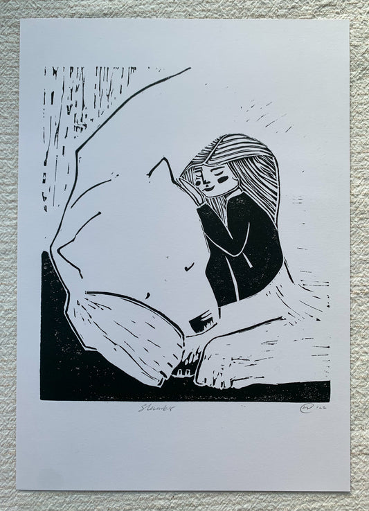 Slumber - Polar Bear Lino Print