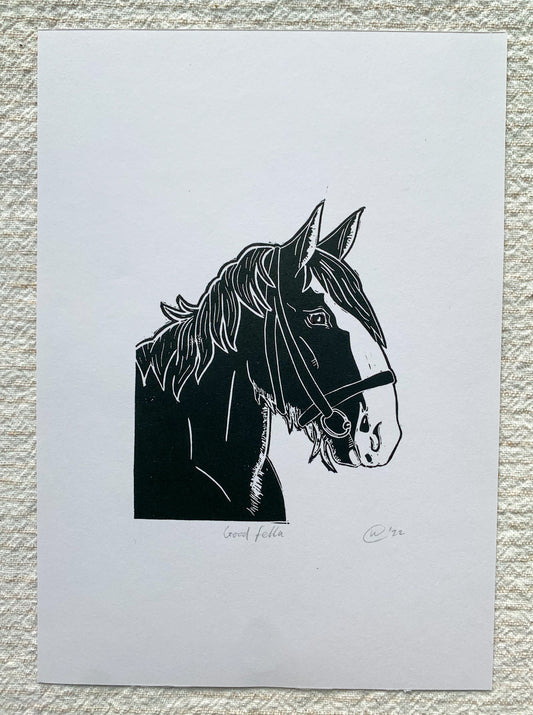 Good Fella - Clydesdale Horse Lino Print