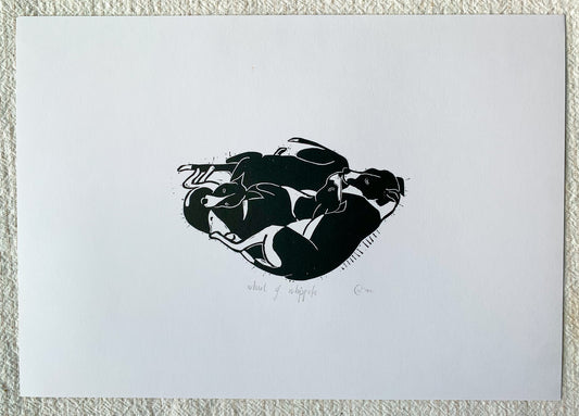A Whirl Of Whippets - Whippet Dog Lino Print