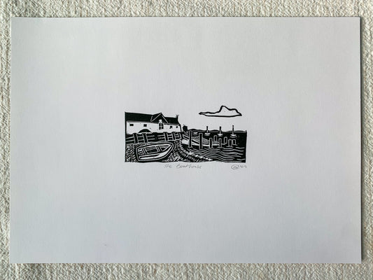 The Boathouse - Burnham Overy Boathouse Lino Print